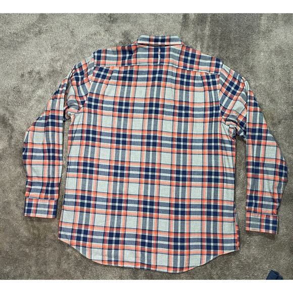 Banana Republic Men XL Gray Blue Red Plaid Flannel Long Sleeve Button Down Shirt - Picture 5 of 13
